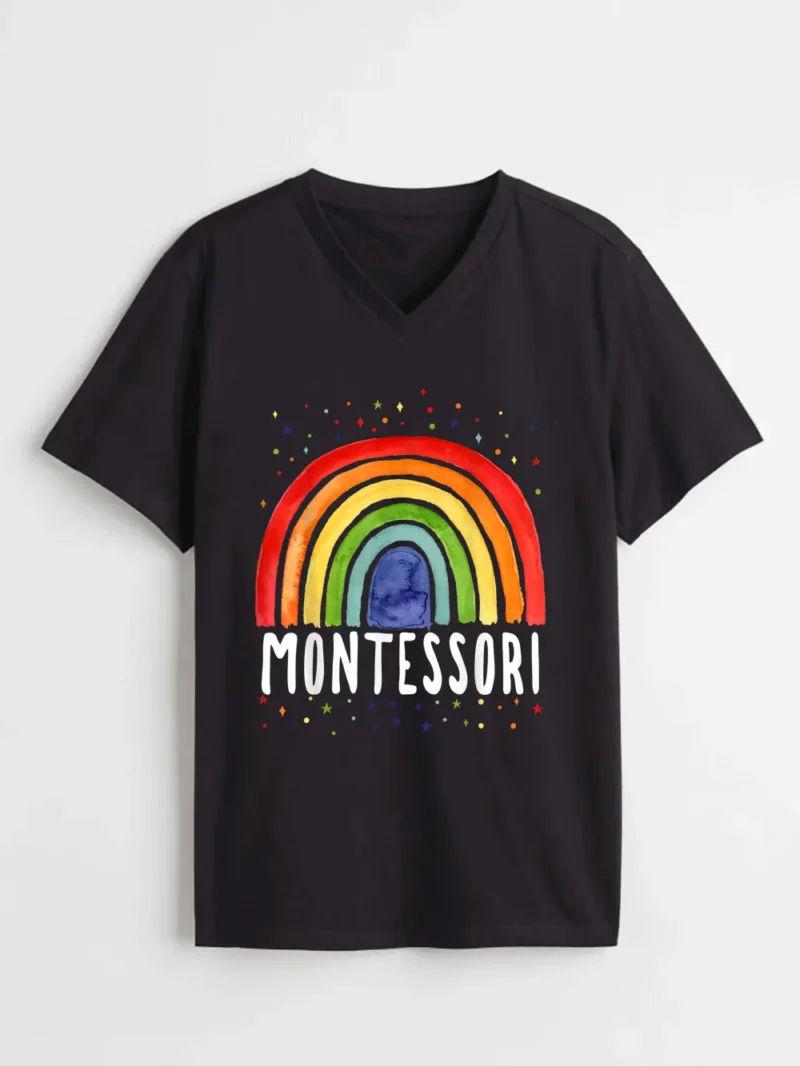 Montessori Rainbow For Montessori Teachers T-Shirt - Image 2